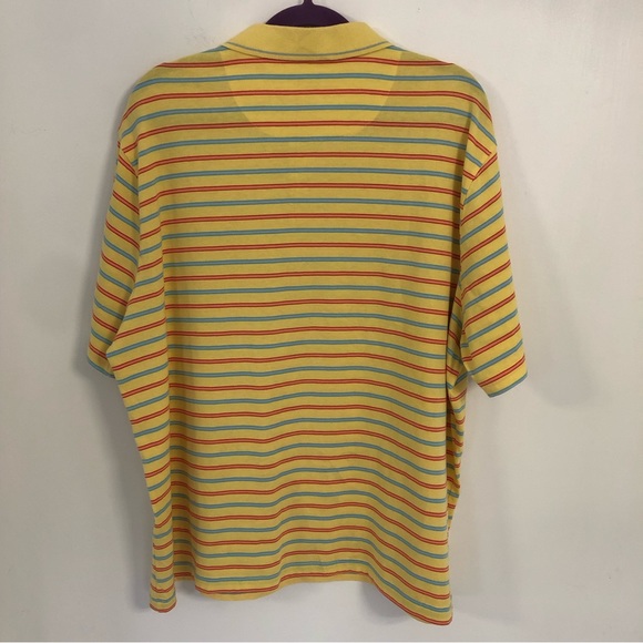 SADDLEBRED Men Yellow w/ Red/Blue Stripes Short Sleeve Polo Sz XXL - Picture 5 of 8
